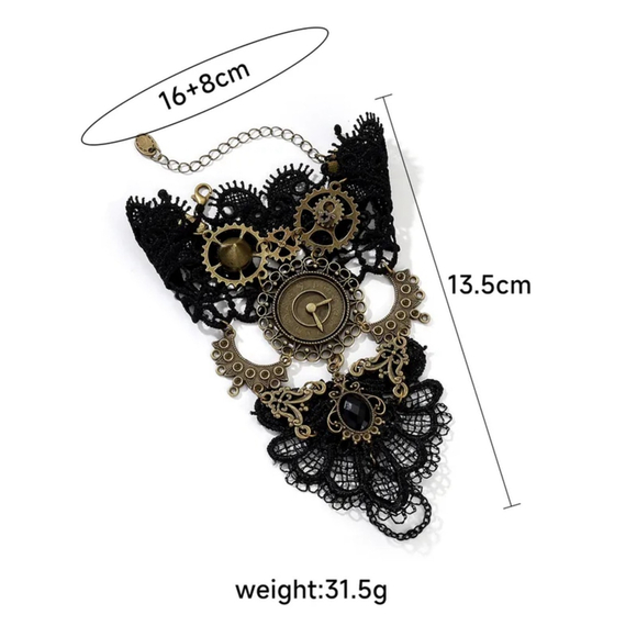 Steam Punk Bracelet Ring In Black - Picture 4 of 5